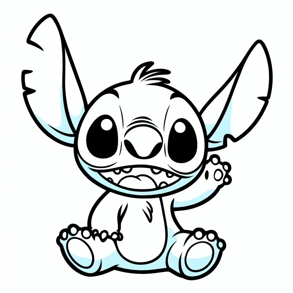 Adorable Smiling Stitch coloring page to print