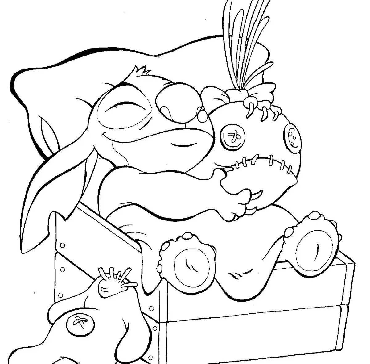 Desenho de Stitch Quer Dormir Disney para colorir
