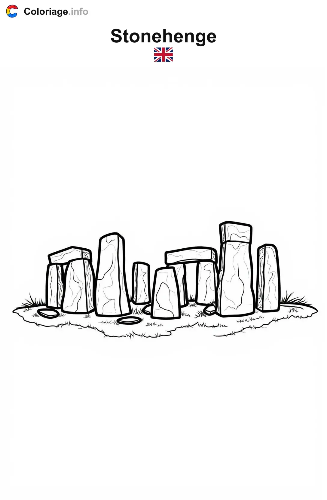 Coloriage Stonehenge Royaume-Uni - Monuments à imprimer