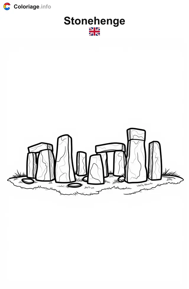 Coloriage Stonehenge Royaume-Uni - Monuments à imprimer