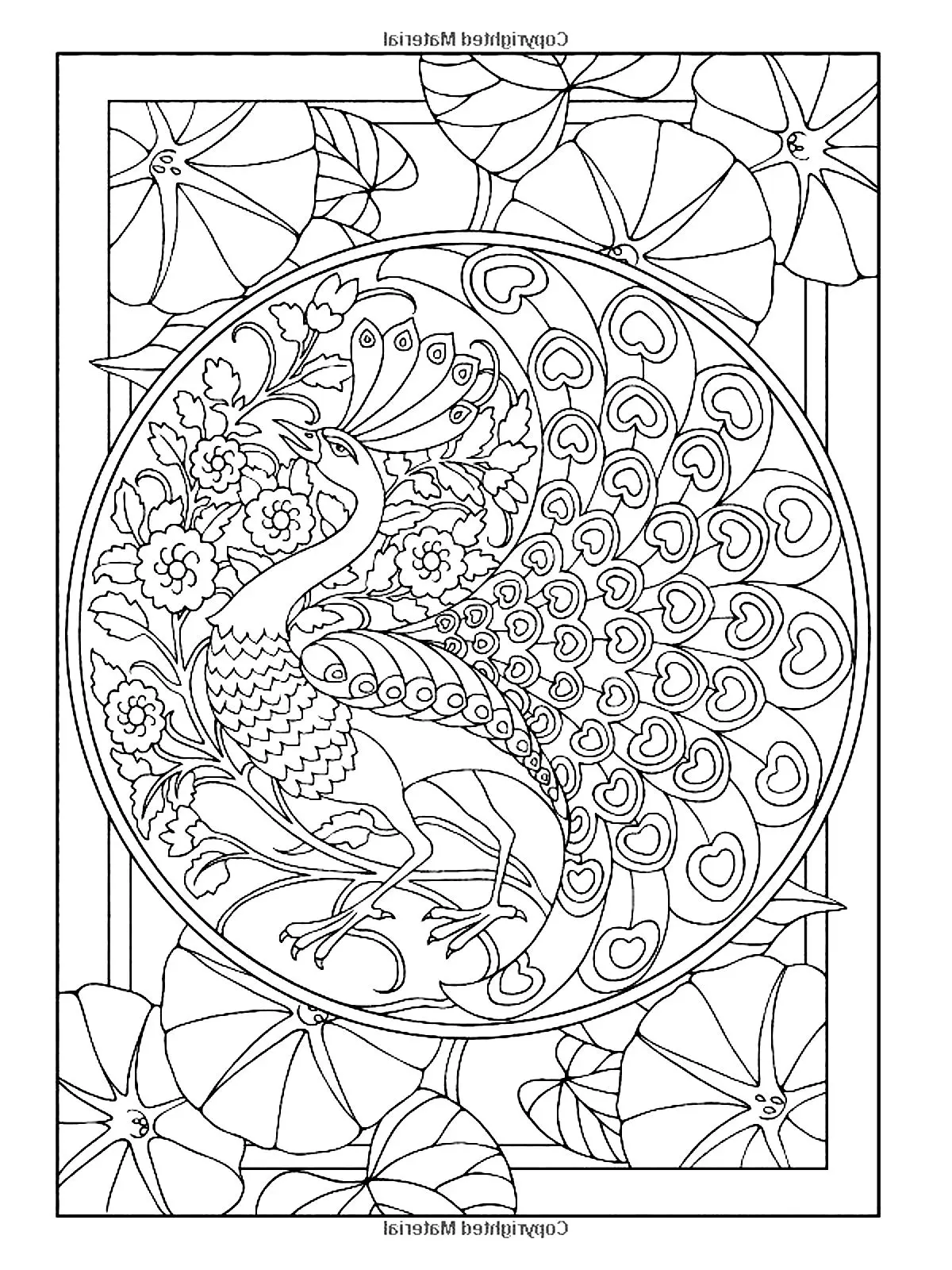 Coloriage Style Art Nouveau Paon - Art à imprimer