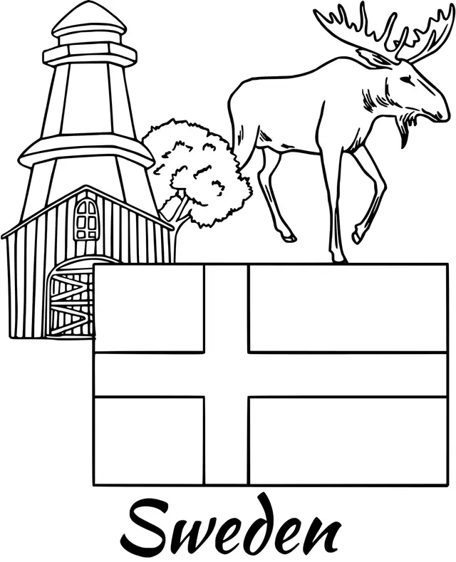 Coloriage Suede Drapeau Moose - Drapeau à imprimer