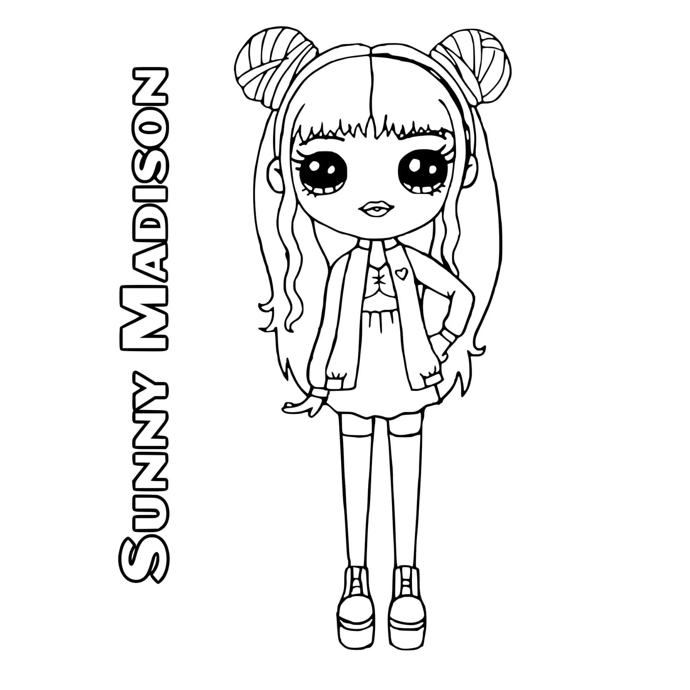 Coloriage Sunny Madison En Tenue Decontractee - Rainbow high à imprimer