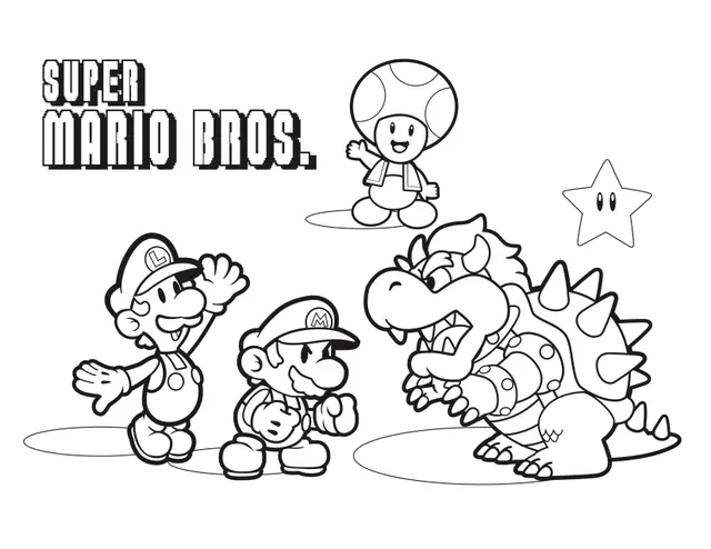 Ausmalbild Super Mario Bros mit Bowser zum Ausdrucken