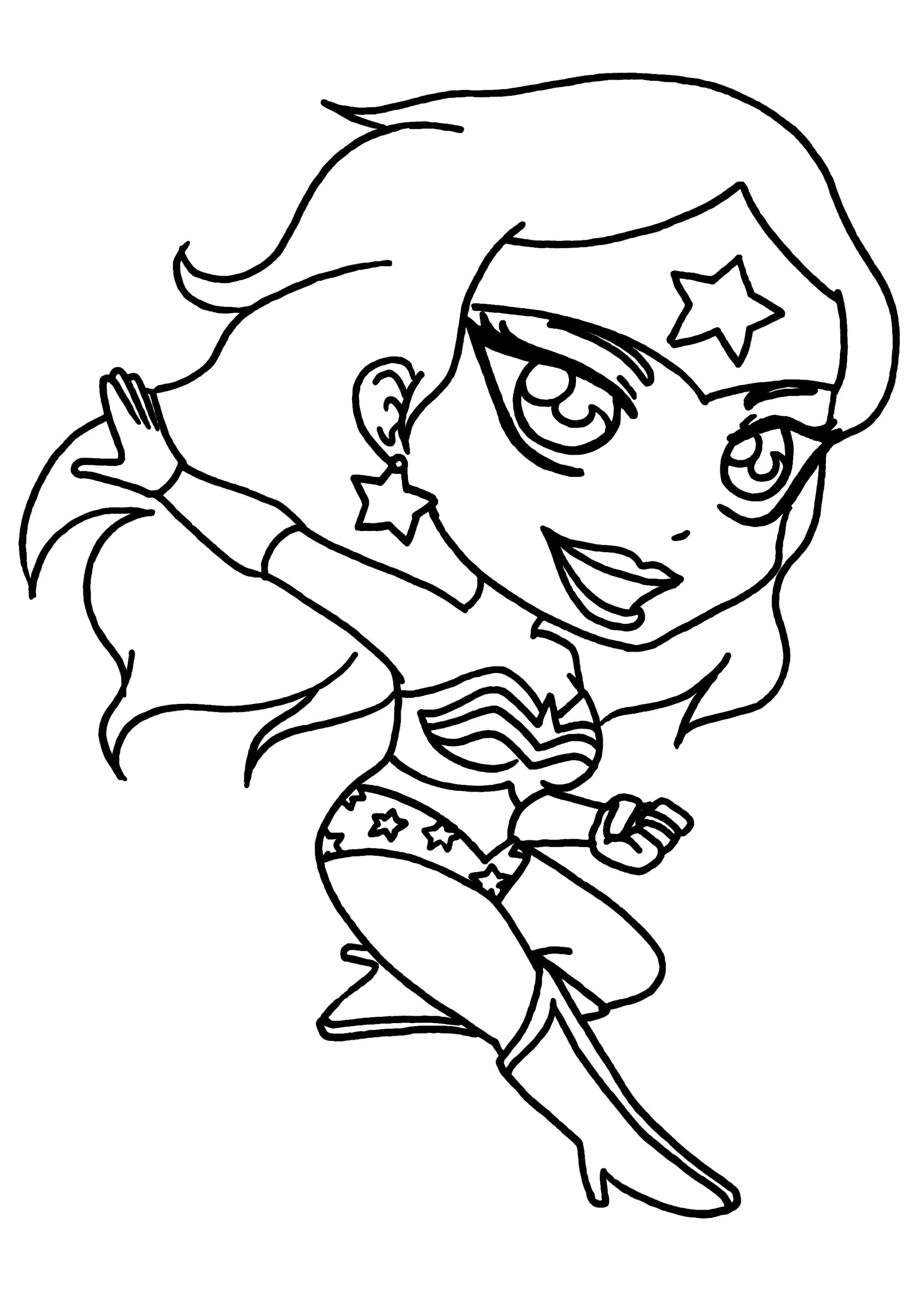 Coloriage Super Fille Wonderwoman - Fille à imprimer