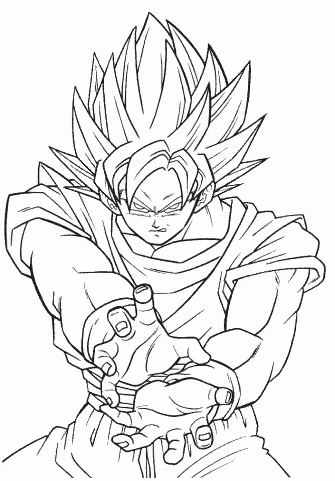 Dibujo de Goku transformándose en Super Saiyan - Dragon Ball Z para colorear