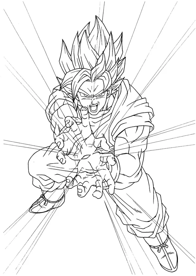 Coloriage Super Goku Super Sayen Dbz - Dragon Ball Z (DBZ) à imprimer