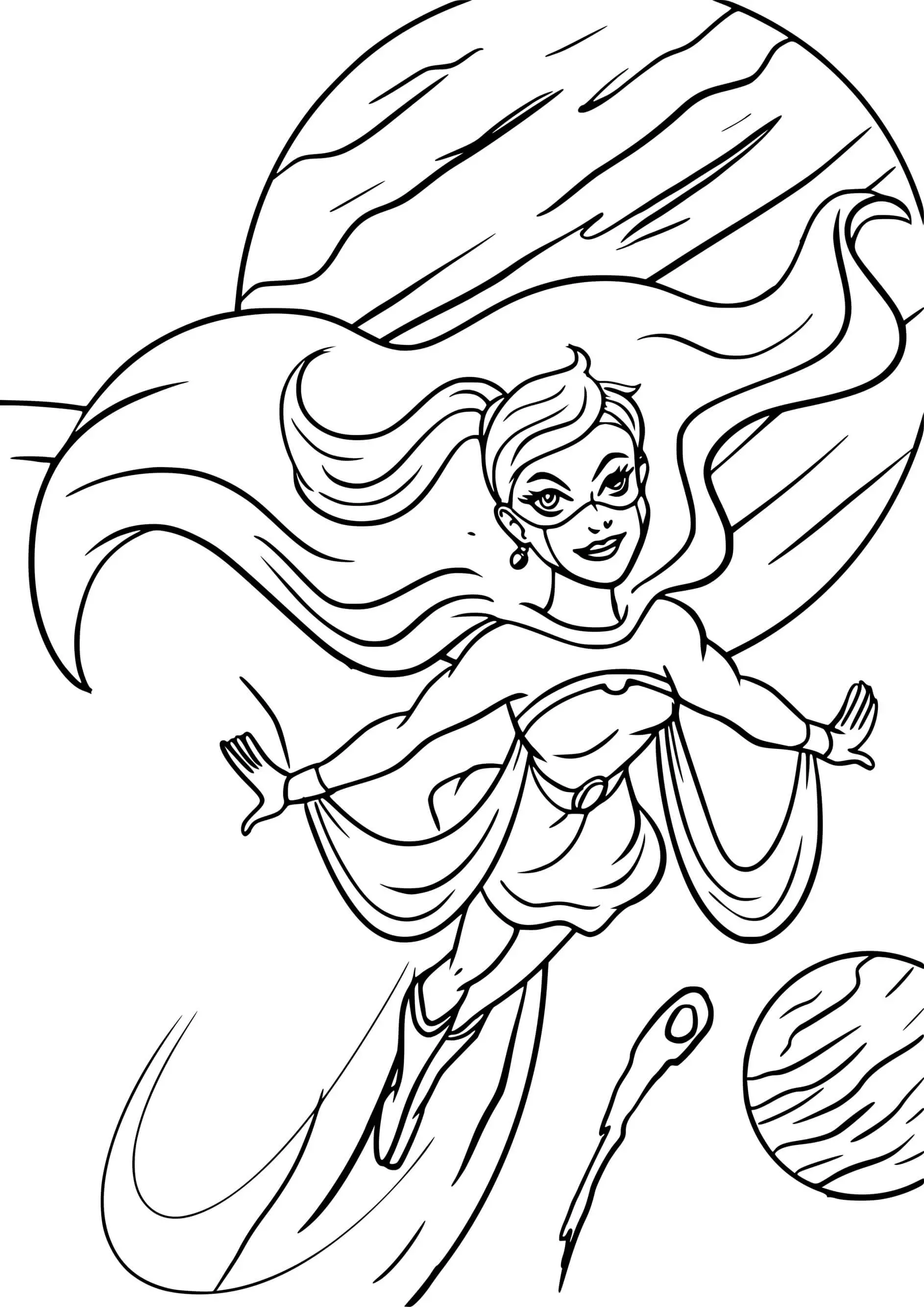 Coloriage Super Héroïne Dans Le Ciel - Super héroïne à imprimer