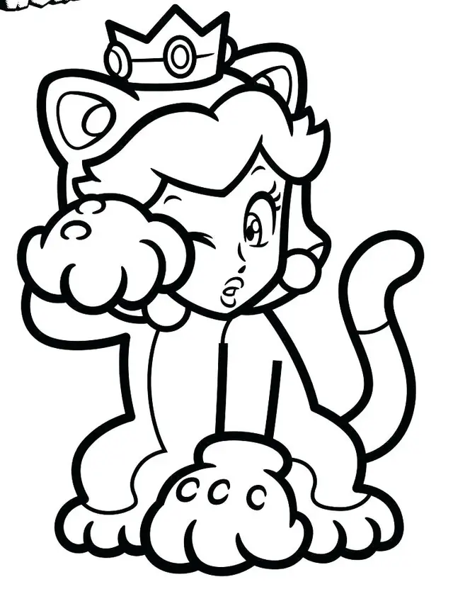 Coloriage Super Mario 3d World Princesse Peach - Mario à imprimer