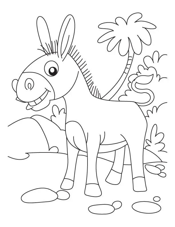 Coloriage Superbe Dessin Âne Heureux - Âne à imprimer