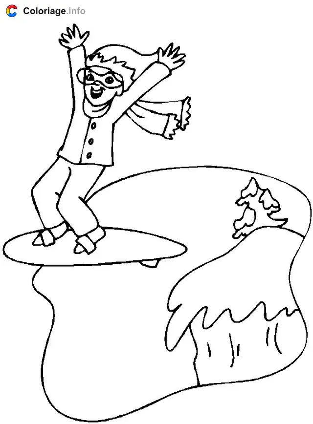 Coloriage Surf des neiges - Snowboard à imprimer