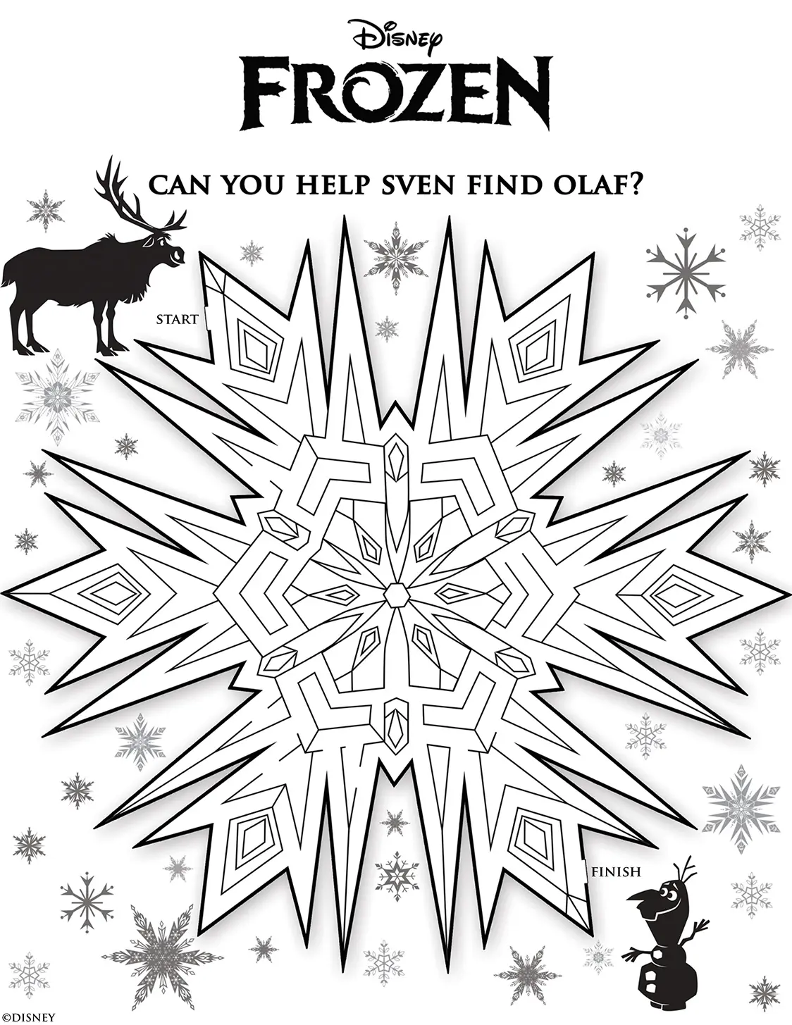 Sven Maze from Frozen coloring page to print