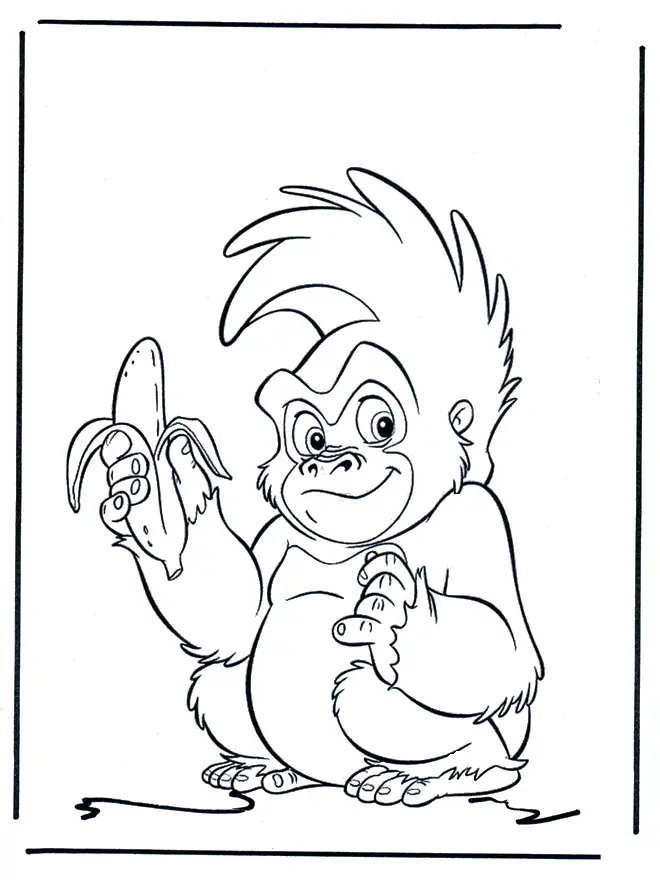 Disegno di Tarzan che si dondola tra le liane da stampare