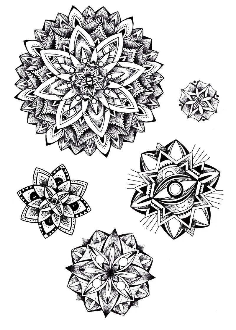 Coloriage Tatouage Mandala Adulte Roses - Adulte à imprimer