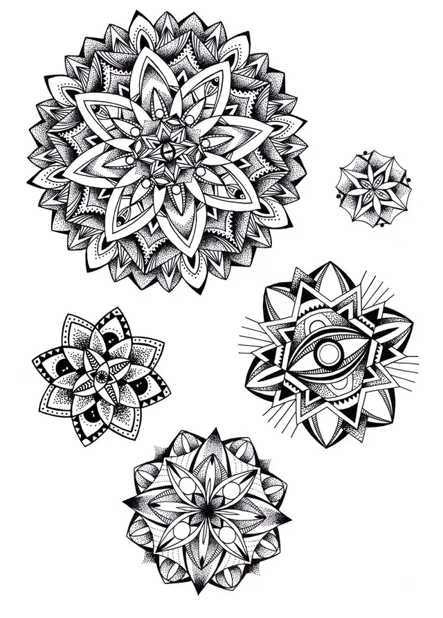 Coloriage Tatouage Mandala Adulte Roses - Adulte à imprimer