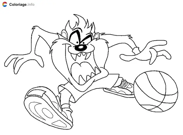 Desenho de Taz Jogando Basquete para colorir