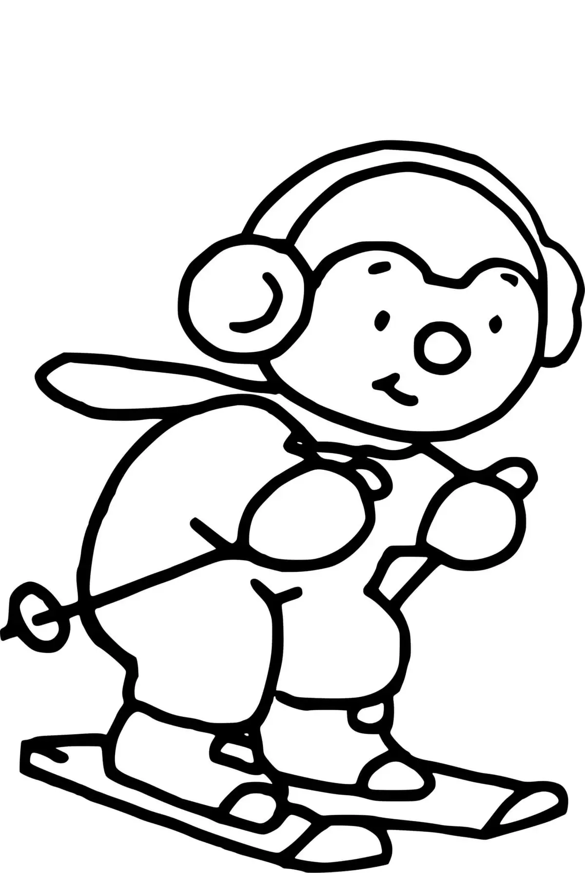 Tchoupi Learns to Ski coloring page to print