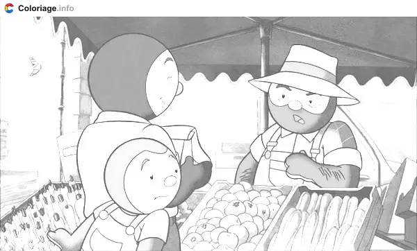 Tchoupi au marché coloring page to print