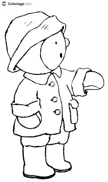 Tchoupi avec un imperméable coloring page to print