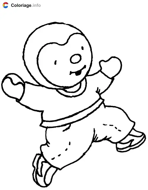 Tchoupi court coloring page to print