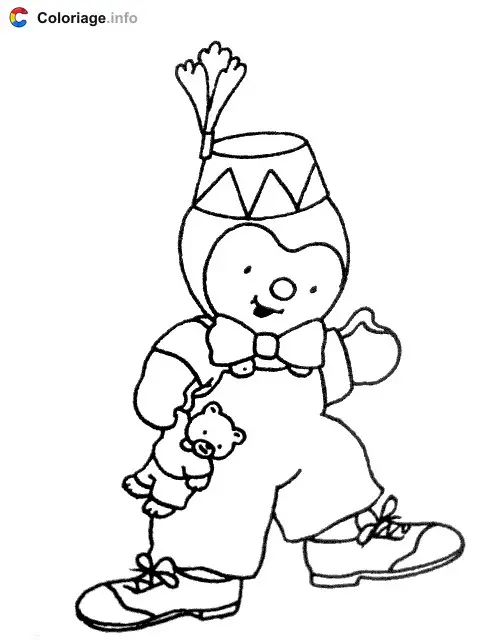 Tchoupi déguisé en clown coloring page to print
