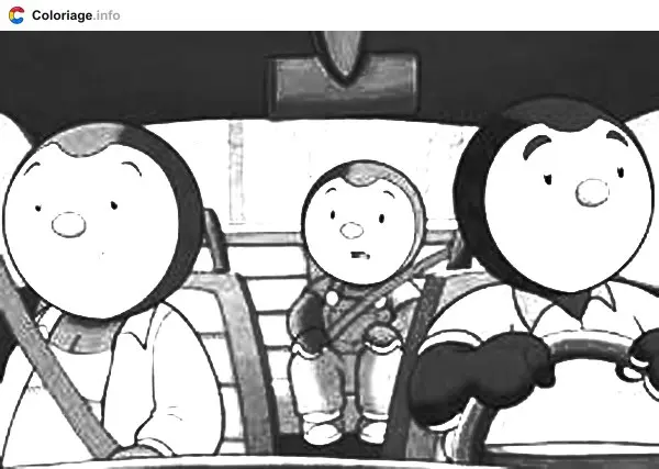 Tchoupi en voiture à l'arrière coloring page to print