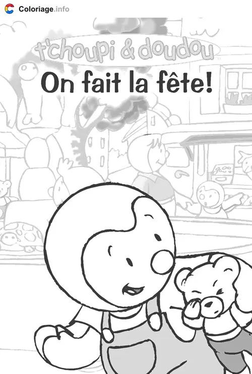 Tchoupi et Doudou coloring page to print