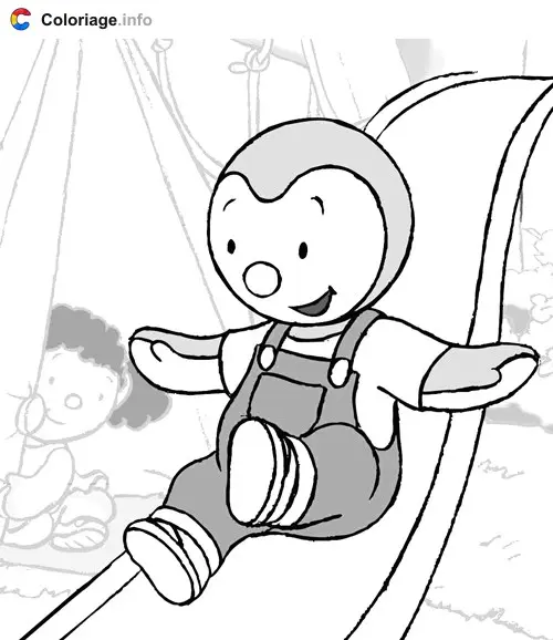 Tchoupi fait du toboggan coloring page to print