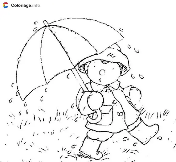 Tchoupi parapluie coloring page to print