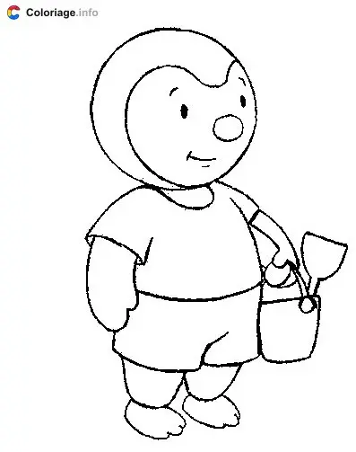 Tchoupi seau de plage coloring page to print