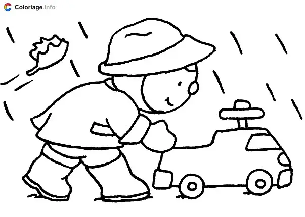 Tchoupi sous la pluie coloring page to print