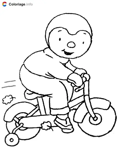 Tchoupi sur son vélo coloring page to print