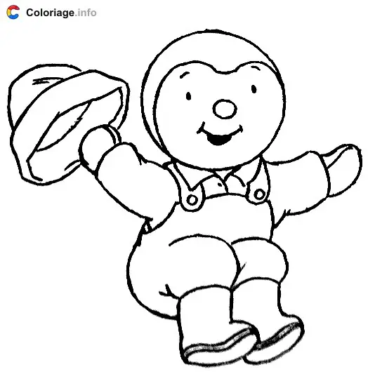 Tchoupi Holding a Hat coloring page to print