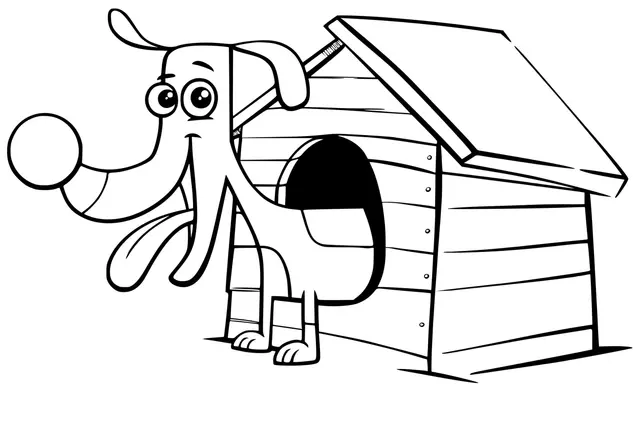 Coloriage Teckel Sort De Sa Maison - Chien à imprimer