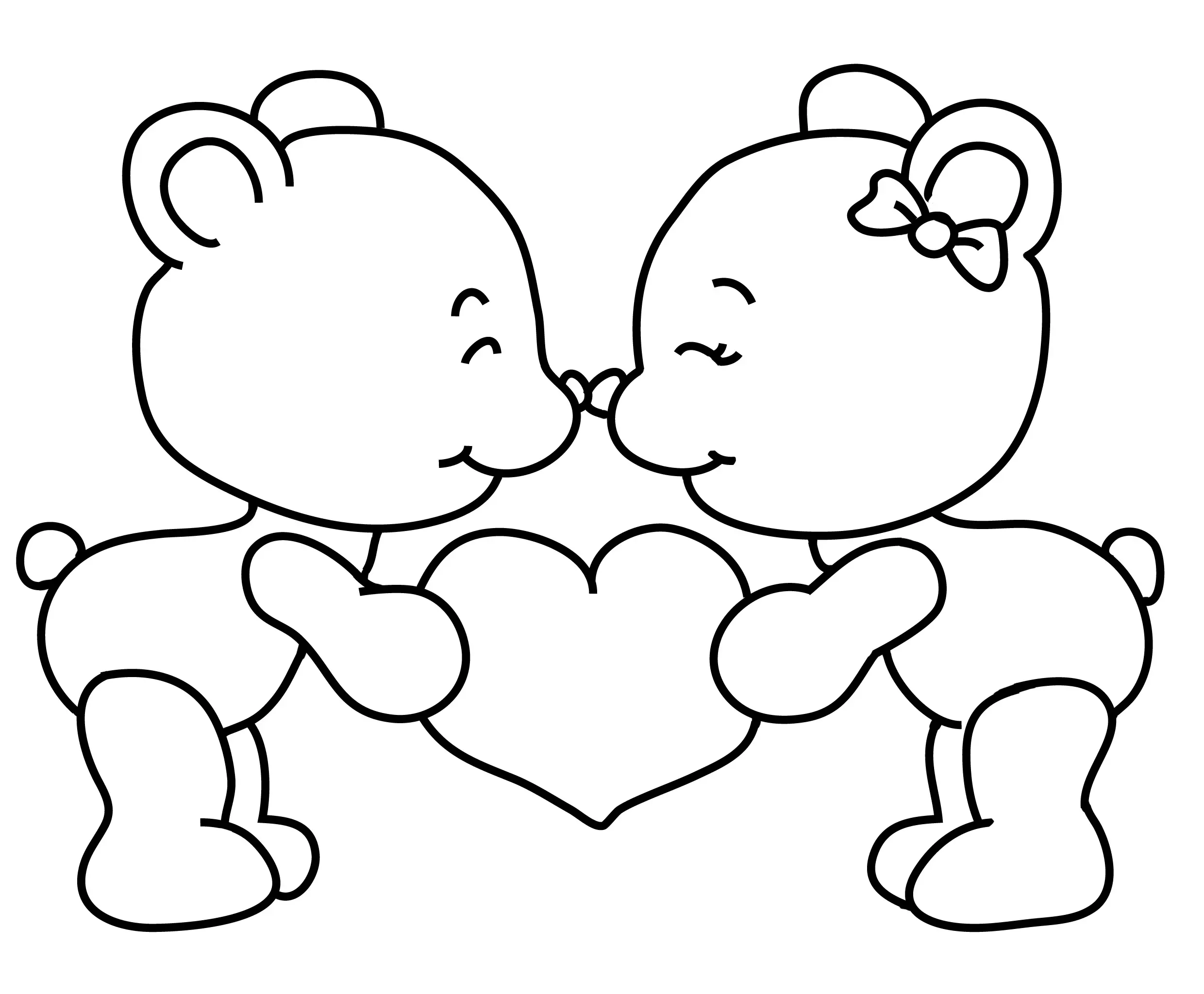 Coloriage Teddy Nounours St Valentin Amoureux - Saint-Valentin à imprimer