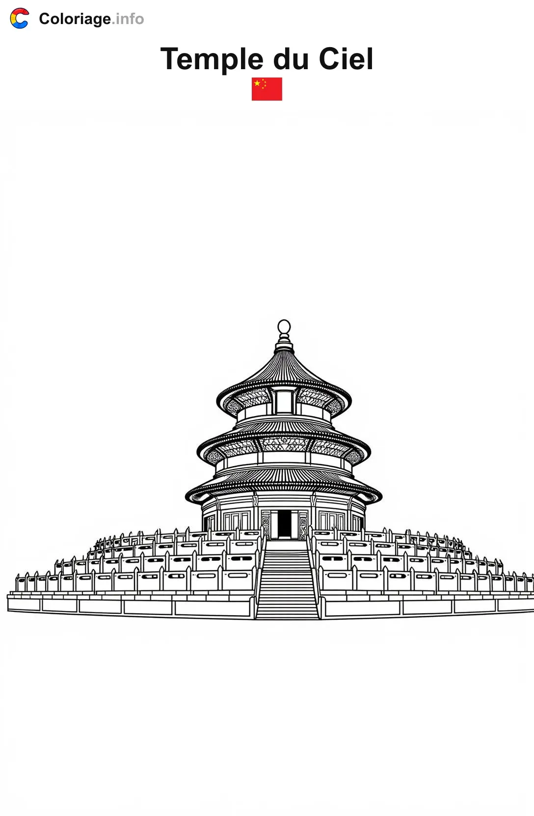 Coloriage Temple du Ciel Chine - Monuments à imprimer