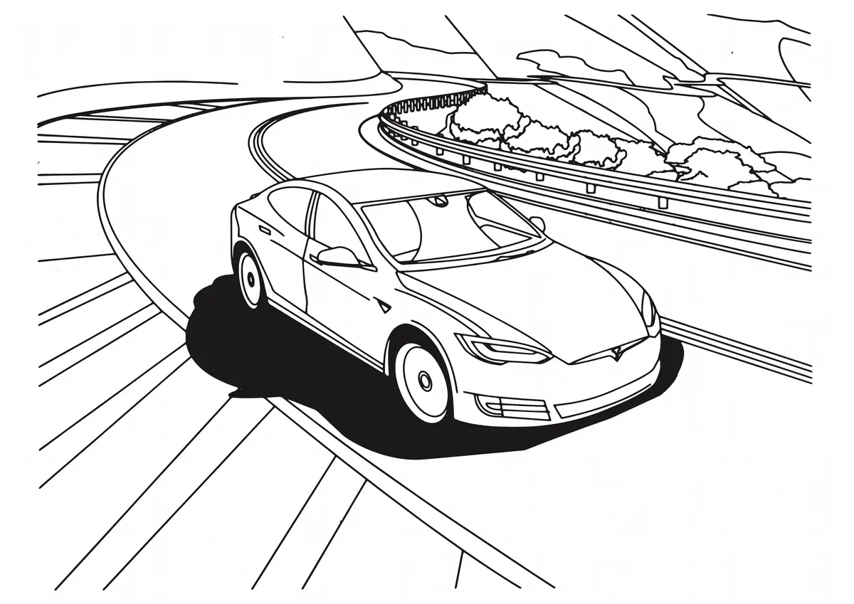 Coloriage Tesla Model 3 Voiture Electrique - Voiture à imprimer