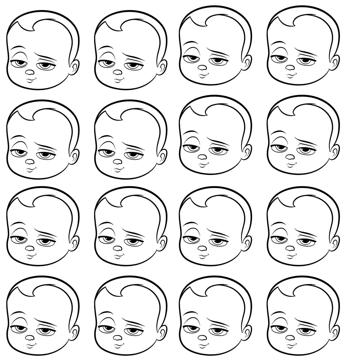Boss Baby Face Close-Up coloring page to print