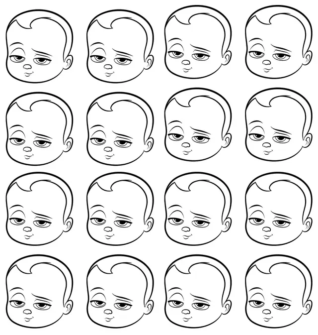 Ausmalbild Baby Boss Kindergesicht zum Ausdrucken