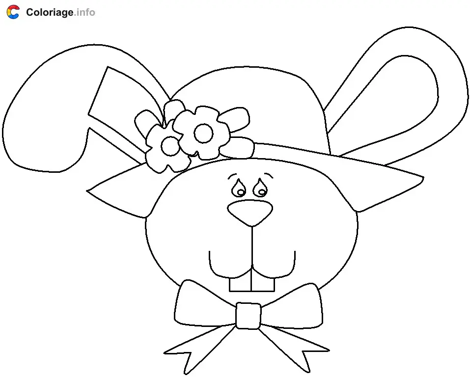 Rabbit Head with a Hat coloring page to print
