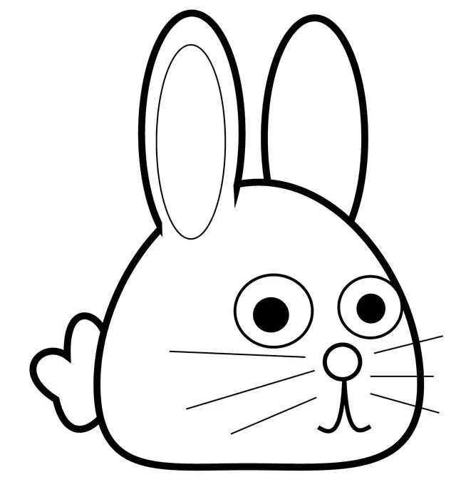 Coloriage Tête De Lapin Kawaii Adorable - Lapin à imprimer