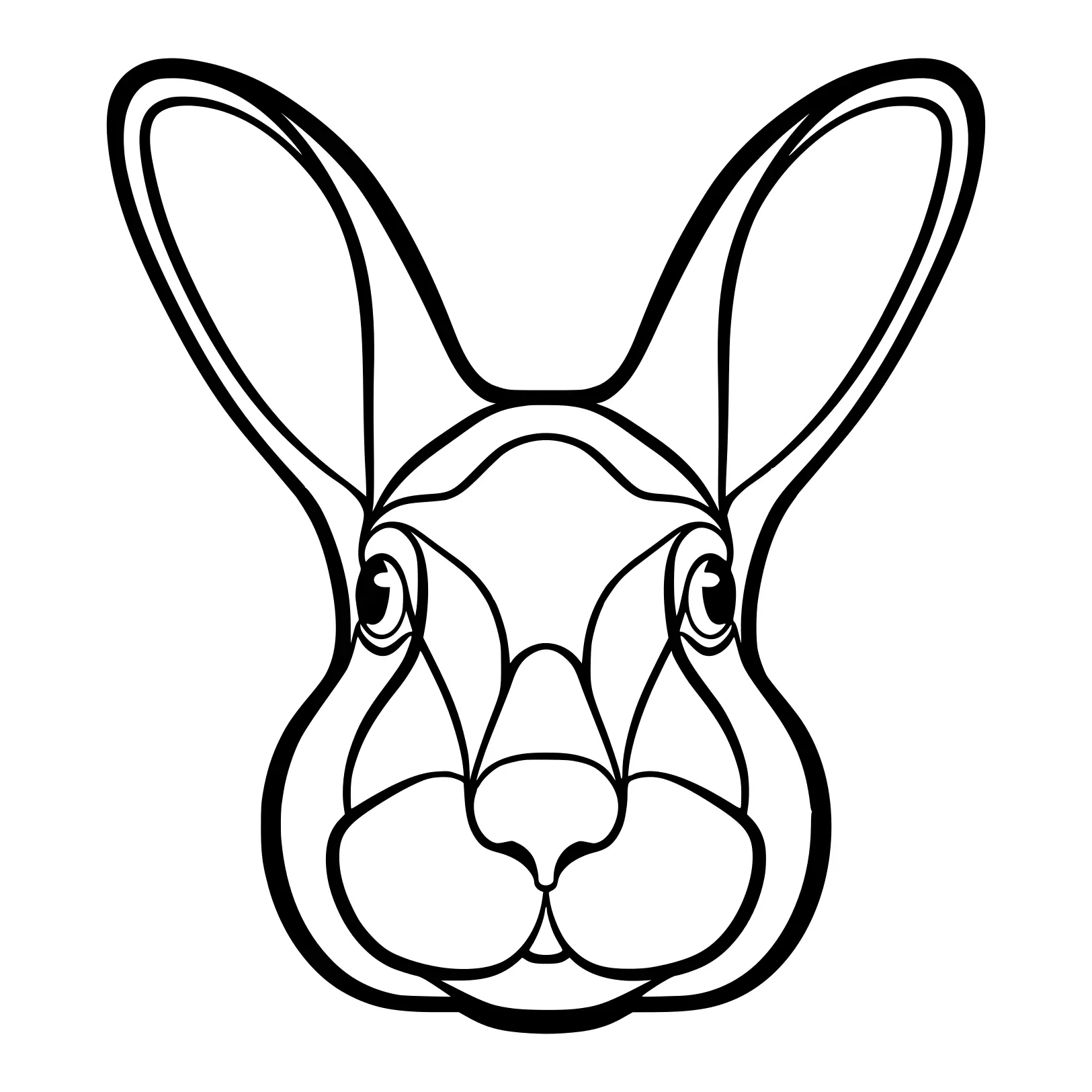 Coloriage Tête De Lapin Lievre Isole Réaliste - Lapin à imprimer