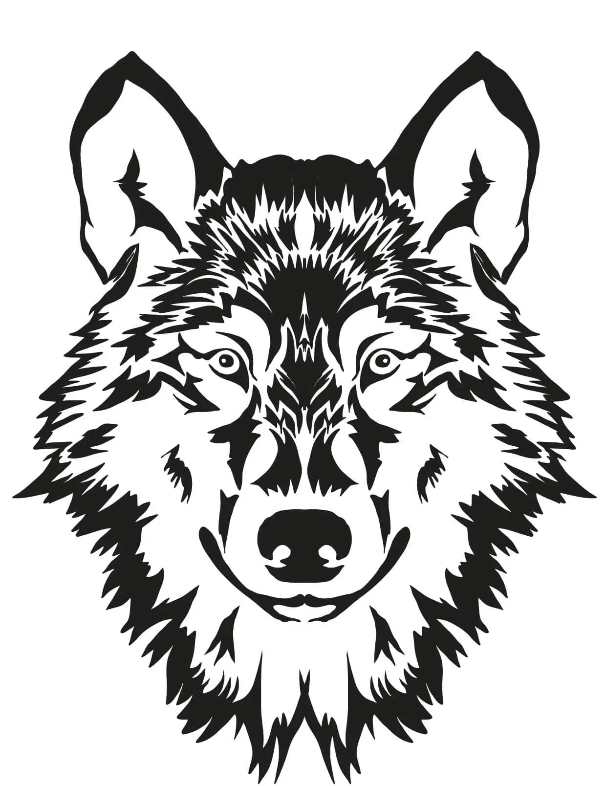 Coloriage Tête De Loup Gris - Loup à imprimer