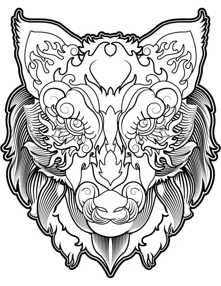 Coloriage Tête De Loup Mandala - Loup à imprimer