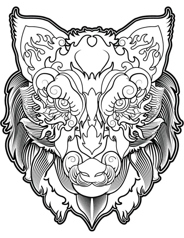 Coloriage Tête De Loup Mandala - Loup à imprimer