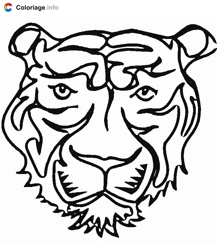 Tiger Face Front View coloring page to print