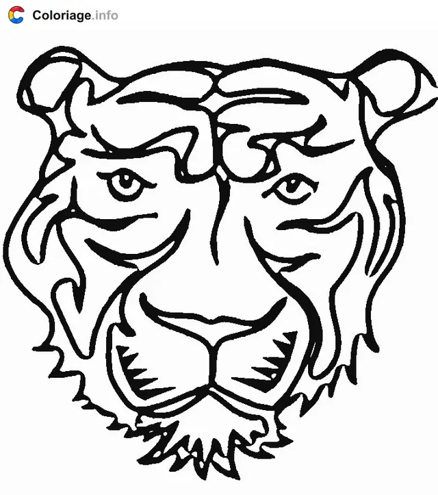 Coloriage Tête de tigre de face - Tigre à imprimer