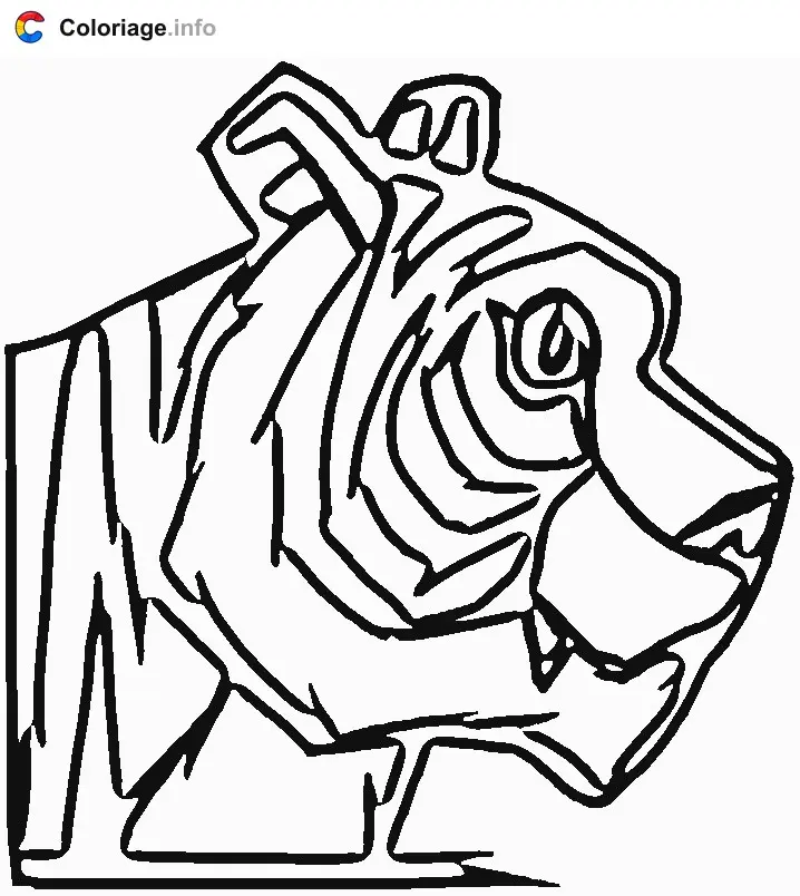 Tiger Head in Profile coloring page to print