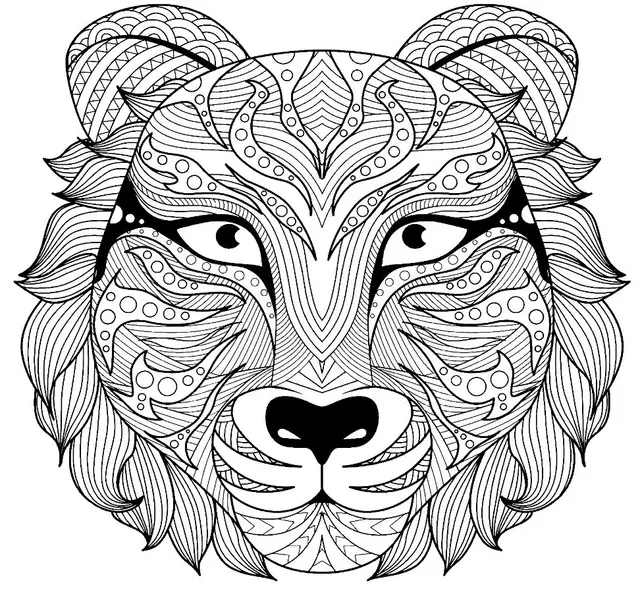 Coloriage Tête De Tigre Zentangle Pour Adulte - Tigre à imprimer
