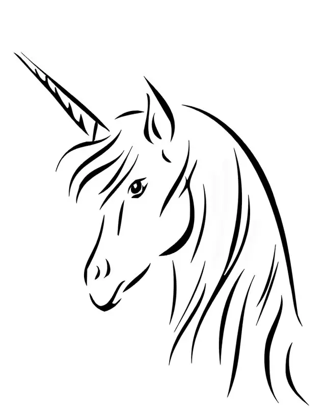Easy Unicorn Head coloring page to print